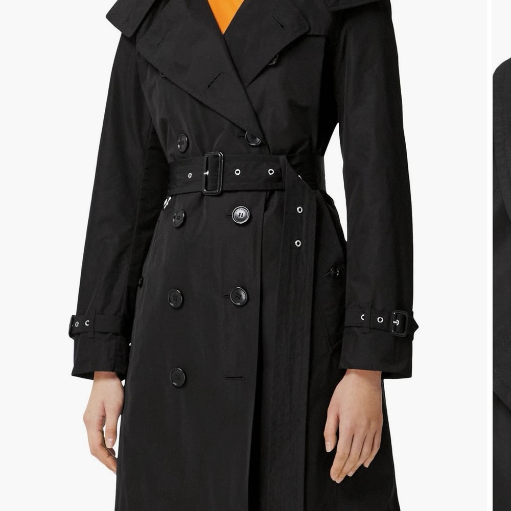 Burberry Kensington Taffeta Trench Coat with Detachable Hood